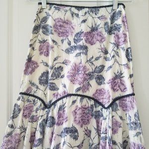 Anthropologie printed floral eyelet skirt